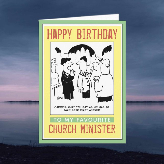Grattis på födelsedagen till kyrkominister eller p kort (Skapare uppladdad)