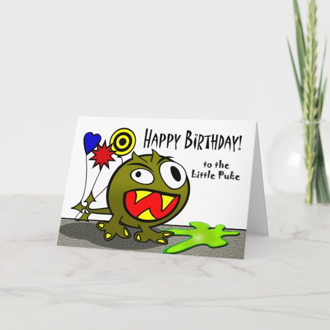 Grattis på födelsedagen till Little Puke Funny Mon Kort (Framsida)