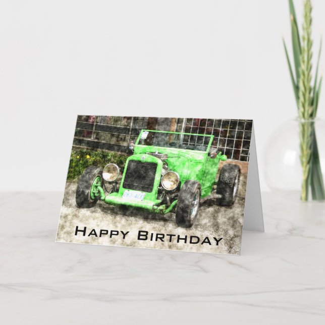 Grattis på födelsedagen till Man Classic Car Kort (Framsida)