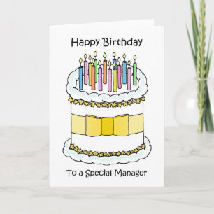grattis på födelsedagen till Manager Cake and Cand Kort