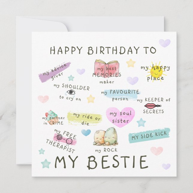 Grattis på födelsedagen till min Bestie Julkort (Framsida)