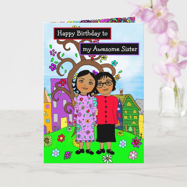 Grattis på födelsedagen till min Fantastisk-syster Kort (Orkide)