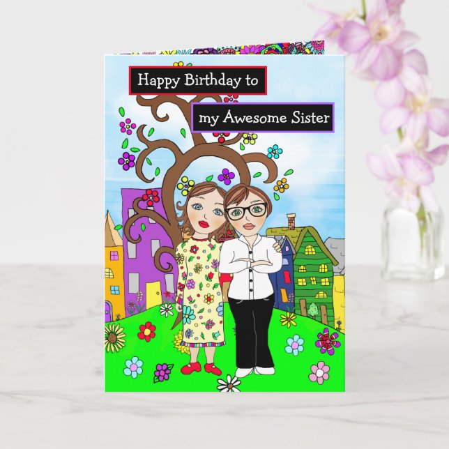 Grattis på födelsedagen till min Fantastisk-syster Kort (Orkide)