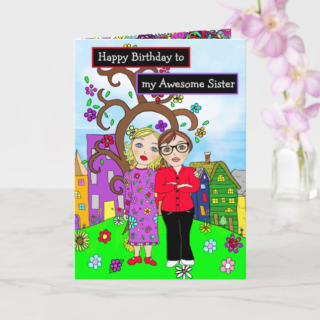 Grattis på födelsedagen till min Fantastisk-syster Kort (Orkide)