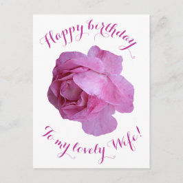 Grattis på födelsedagen till min fru söt rosa ros  vykort