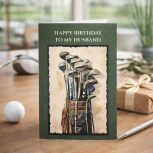 Grattis på födelsedagen till min make Vintage golf Kort