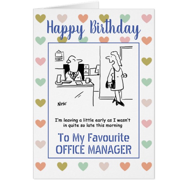 Grattis på födelsedagen till Min Office Manager Hälsningskort (Framsidan)
