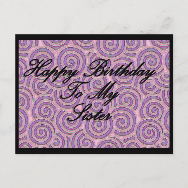 Grattis på födelsedagen till min syster vykort (Framsida)