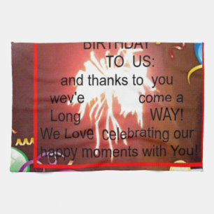 Grattis på födelsedagen till oss kökshandduk