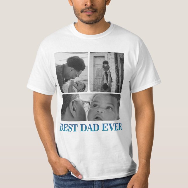 Grattis på födelsedagen till Pappa, Photo Collage- T Shirt (Framsida)
