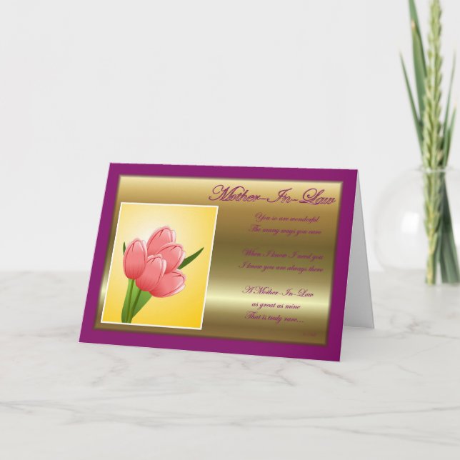 Grattis på födelsedagen till svärmor med blommor kort (Framsida)