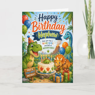 Grattis på födelsedagen till systersons dinosaurie kort