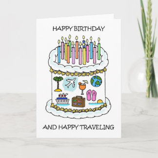 Grattis på födelsedagen till Traveler Cake Candles Kort