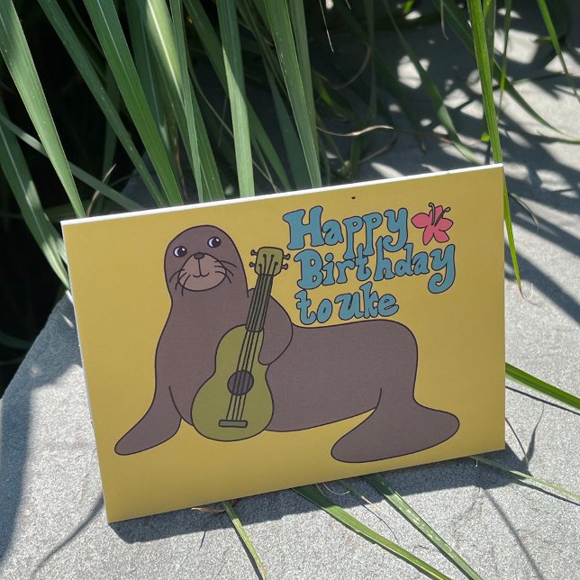 Grattis på födelsedagen till Uke Hawaiian Munk Sea Kort (Skapare uppladdad)