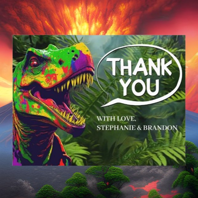 Grattis på födelsedagen till vår lille Dino Älskar Vykort (Express your gratitude with a delightful T-Rex thank you card!)