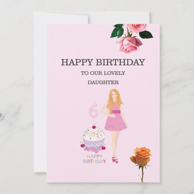 Grattis på födelsedagen till vår sköna dotter inbjudningar (Framsida)