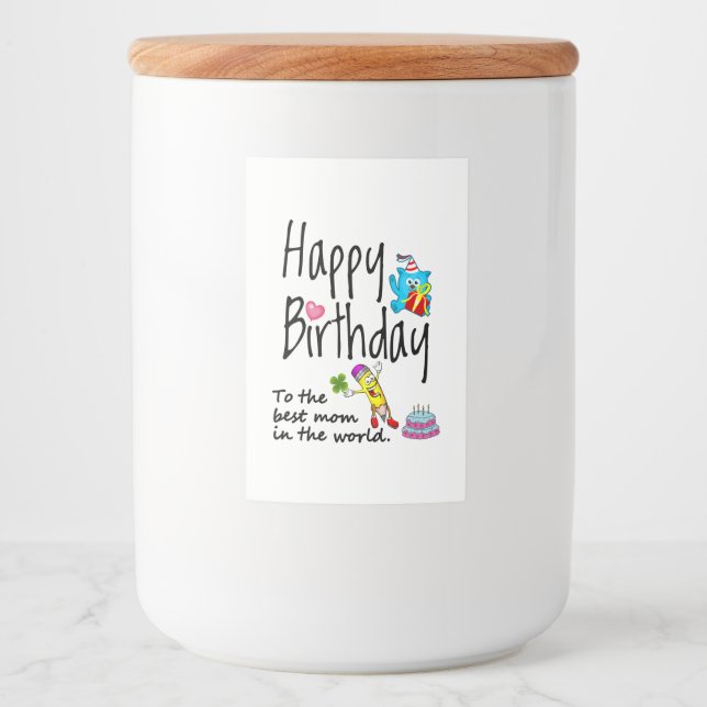 Grattis på födelsedagen till världens bästa mamma mat etikett (Framsida)