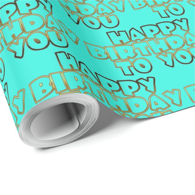 Grattis på födelsedagen till You Typography Guld T Presentpapper (Rullad Hörn)
