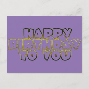 Grattis på födelsedagen to You Blek Lila Guld Typo Vykort