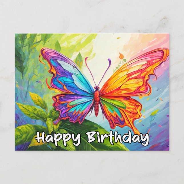Grattis på födelsedagen Toppen Cute Butterfly Dood Helg Vykort (Framsida)