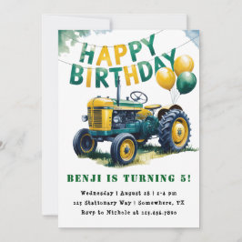 Grattis på födelsedagen Tractor Boy Birthday Bash Inbjudningar