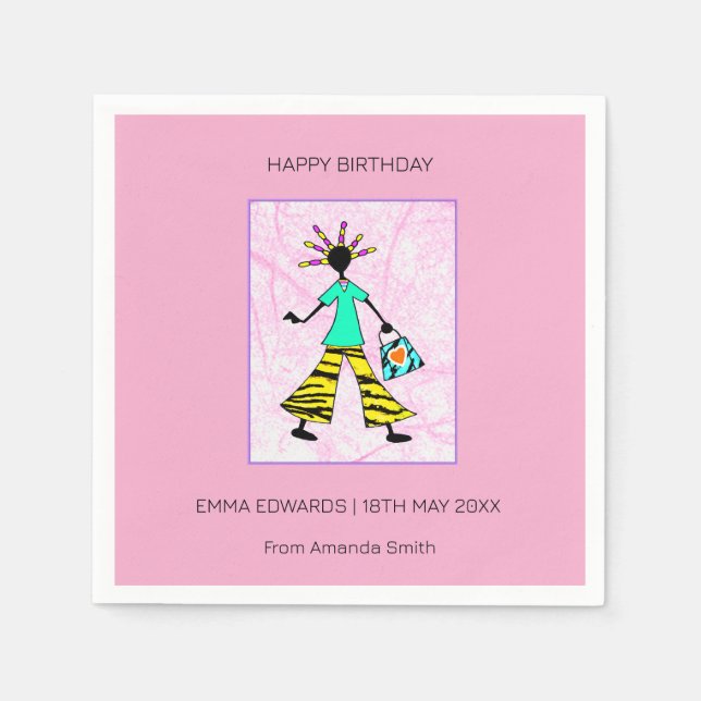 Grattis på födelsedagen, Trendig och Elegant Pappersservett (Framsidan)