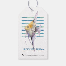 Grattis på födelsedagen, tropisk fiskstrand, kustn presentetikett