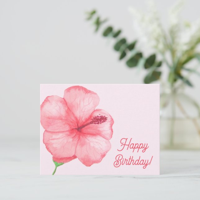 Grattis på födelsedagen  | Tropisk Hibiskusblomma Vykort (Stående Fram)