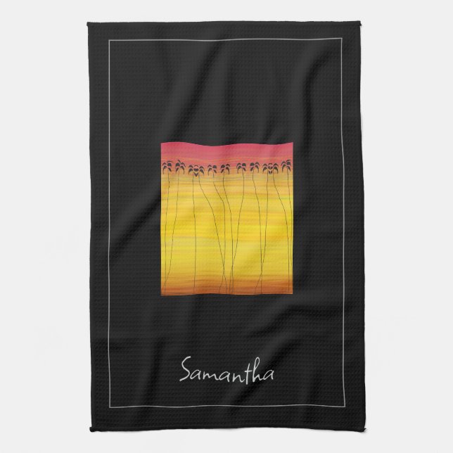 Grattis på födelsedagen, tropisk sommar kökshandduk (Vertikal)