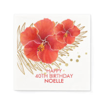 Grattis på födelsedagen, Tropiska röda Hibiscus oc