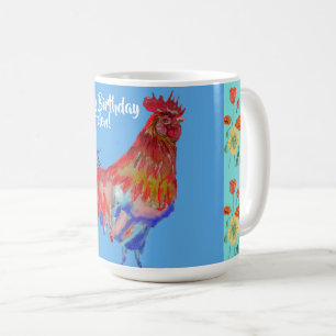 Grattis på födelsedagen Tupp Orange Poppy Woman Na Kaffemugg