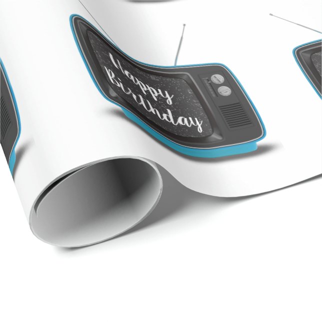 Grattis på födelsedagen Turcos Retro TV Wrapping P Presentpapper (Rullad Hörn)