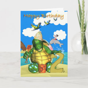 Grattis på födelsedagen Turtle skapar Sandcastles Kort