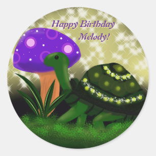 Grattis på födelsedagen Turtle Sticker Runt Klistermärke