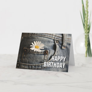 Grattis på födelsedagen Tusenskönor i jeansficka Kort
