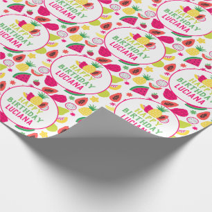 Grattis på födelsedagen Tutti Frutti Fruit Födelse Presentpapper