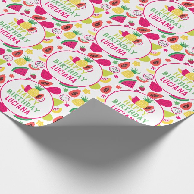 Grattis på födelsedagen Tutti Frutti Fruit Födelse Presentpapper (Hörn)