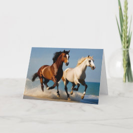 Grattis på födelsedagen två hästgalloping på stran tack kort