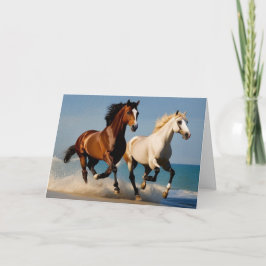 Grattis på födelsedagen två hästgalloping på stran tack kort