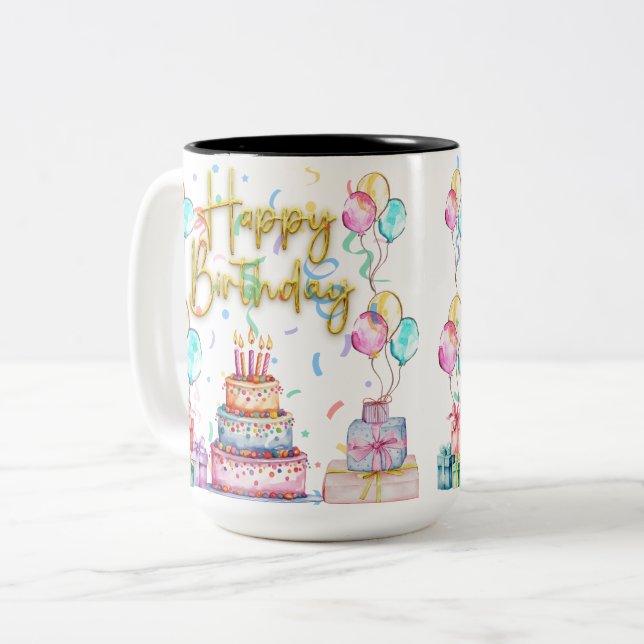 Grattis på födelsedagen  Två-Tonad mugg (Framsida vänster)