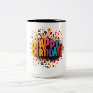 GRATTIS PÅ FÖDELSEDAGEN tvåtonad mugg
