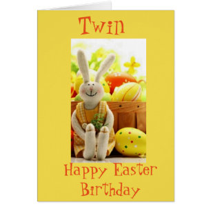 ***GRATTIS PÅ FÖDELSEDAGEN TWIN** I PÅSK TILL DIG! HÄLSNINGSKORT