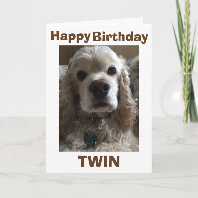 GRATTIS PÅ FÖDELSEDAGEN TWIN SÄGER DENNA CUTE COCK KORT (Framsida)