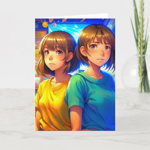 Grattis på födelsedagen Twin Sister   Anime Girls Kort