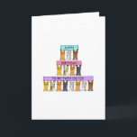 grattis på födelsedagen Twin Sister Tecknad Cats Kort<br><div class="desc">Tre rader söt tecknad kattungar som håller upp rosa,  blå och mauve banderoller som säger "Grattis på födelsedagen till min tvillingsyster".</div>