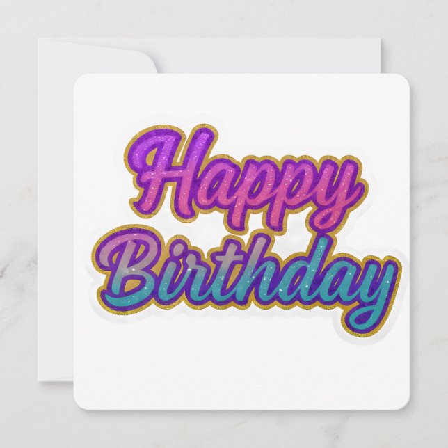 Grattis på födelsedagen Typografi i Rosa, Lila a Inbjudningar (Framsida)