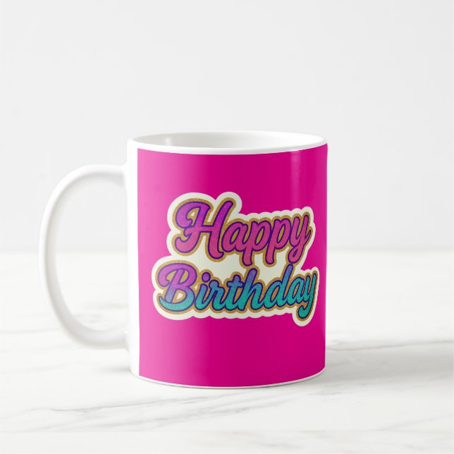 Grattis på födelsedagen Typografi i Rosa, Lila a Kaffemugg (Vänster)