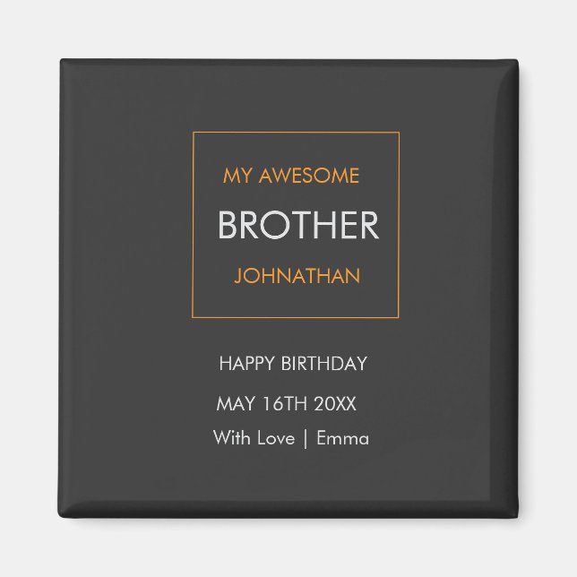 Grattis på födelsedagen, Typografi, vit och Orange Magnet (Framsidan)