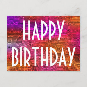 Grattis på födelsedagen Typography Colorful Art Ro Vykort