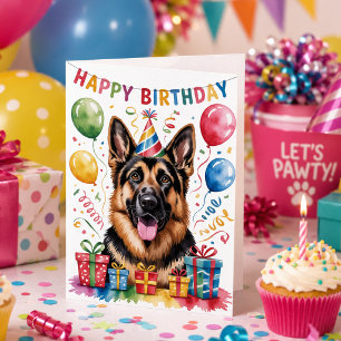 Grattis på födelsedagen Tysk Schäferhund Hund Part Kort